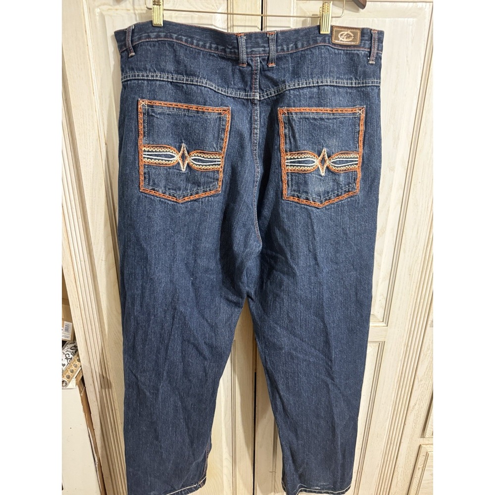 Knockout Deluxe Jeans Men 42x32 Baggy Y2K Streetwear Embroidered Emo KDJ